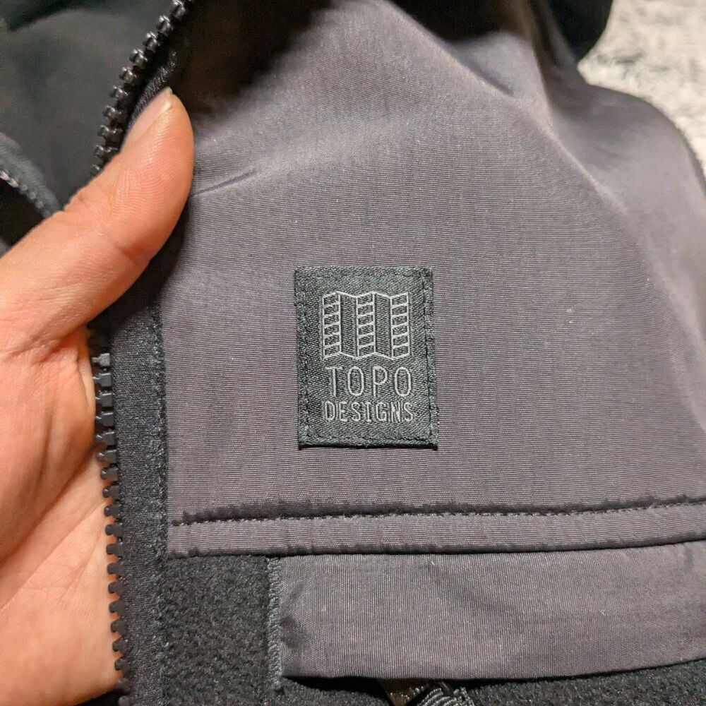 Topo Designs Black Fleece Hoodie Jacket Men's Small